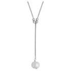 Prime Art & Jewel Sterling Silver Genuine White Pearl And High Polish Ball Y-neck Necklace With 18 Chain, Girl's
