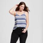 Women's Plus Size Cross Back Stripe Tank Top - Universal Thread Blue