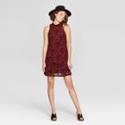 Women's Sleeveless Turtleneck Flocked Dress - Lots Of Love By Speechless (juniors') Wine