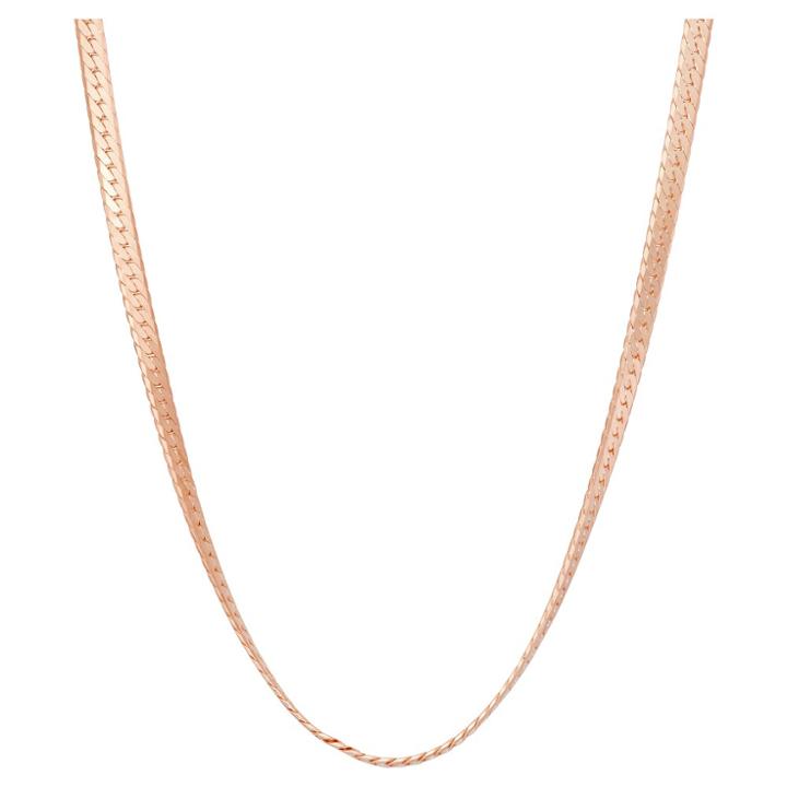 Tiara Rose Gold Over Silver 18 Herringbone Chain Necklace, Size: