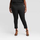 Women's Plus Size Striped High-rise Skinny Cropped Pants - Who What Wear Black