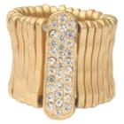 Zirconite Stretch Ring With Crystal Bar - Gold, Women's