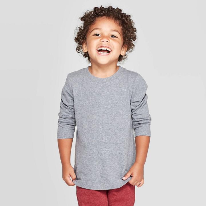 Toddler Boys' Long Sleeve T-shirt - Cat & Jack Heather Gray
