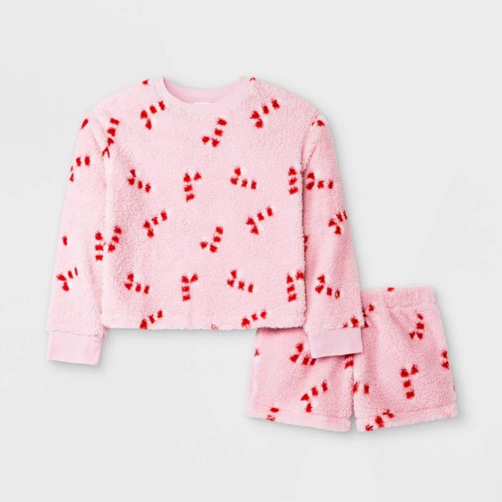 Girls' Cozy Sherpa Pajama Set - Art Class Violet