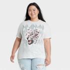 Women's Def Leppard Plus Size Animal Print Short Sleeve Graphic T-shirt - White