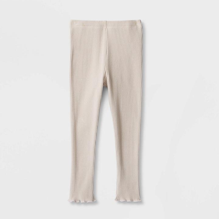 Toddler Girls' Solid Cozy Ribbed Leggings - Cat & Jack Cream
