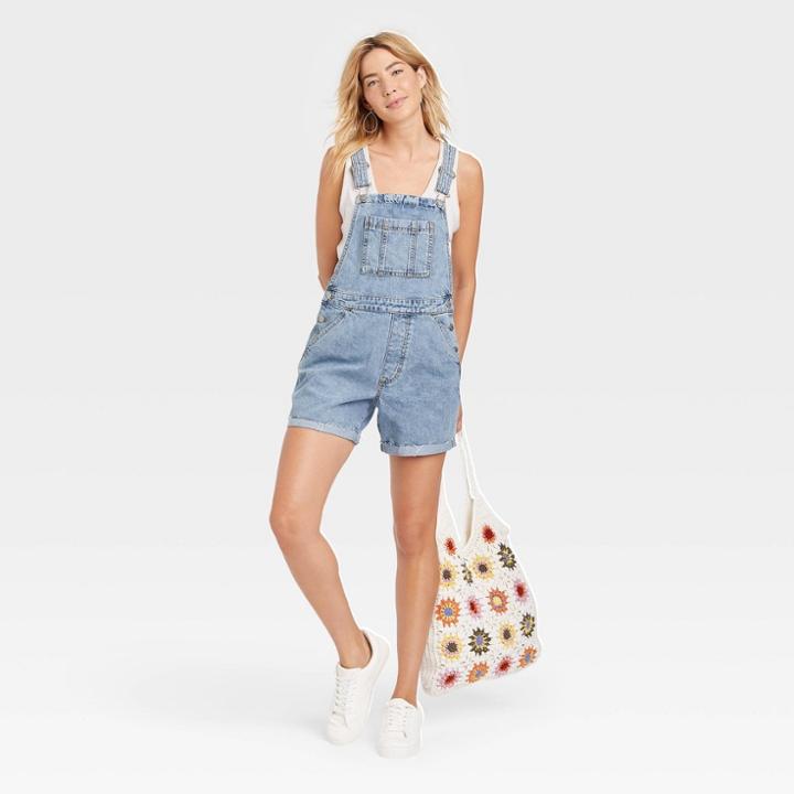Women's Denim Boyfriend Shortalls - Universal Thread