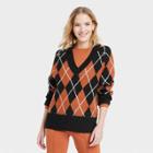 Women's V-neck Tunic Sweater - A New Day Rust Argyle