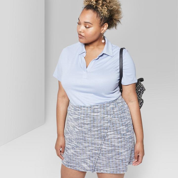 Women's Plus Size Faux Tweed Wrap Mini Skirt - Wild Fable Ivory