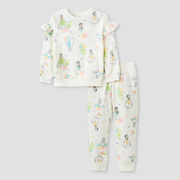 Toddler Girls' Disney Princess Top And Bottom Set - 2t, Ivory/white