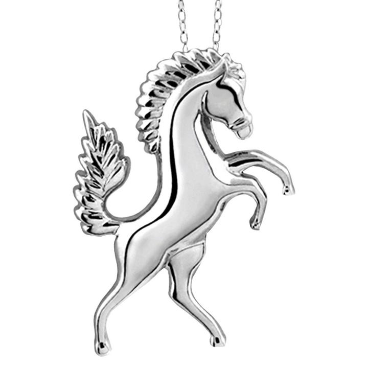 Distributed By Target Women's Sterling Silver Plain Horse Pendant - White