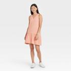 Women's Sleeveless Ruffle Hem Knit Dress - A New Day Coral