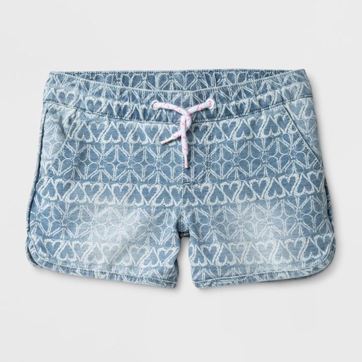 Plus Size Girls' Pull-on Printed Denim Shorts - Cat & Jack Jack Denim Wash