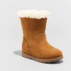 Toddler Girls' Leah Zipper Slip-on Shearling Style Winter Boots - Cat & Jack Cognac