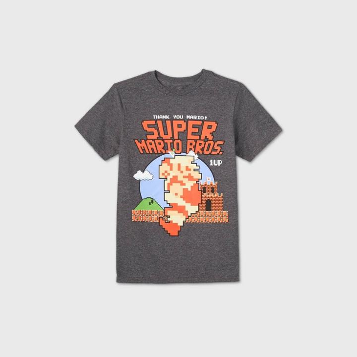 Boys' Short Sleeve Nintendo Mario T-shirt - Charcoal Heather