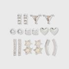 Crystal Star And Heart Stud Earring Set 8pc - A New Day