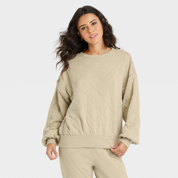 Women's Quilted Sweatshirt - Universal Thread Green