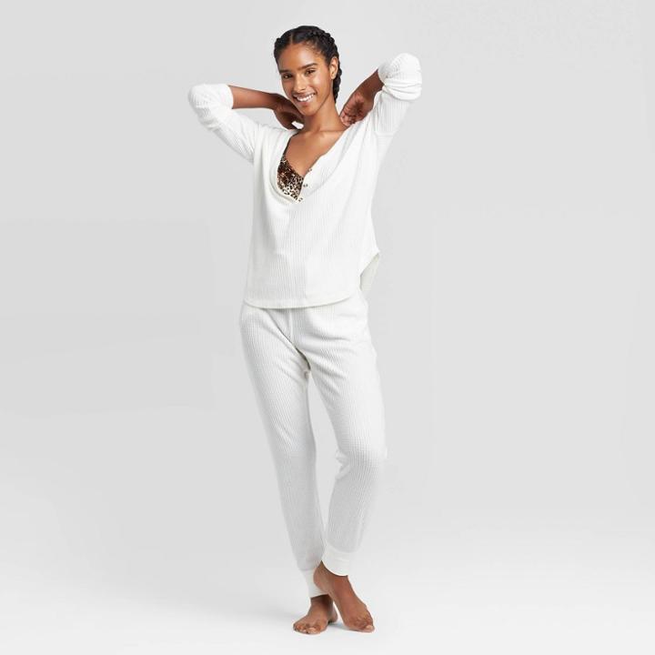 Women's Thermal Lounge Top - Colsie White L, Women's,