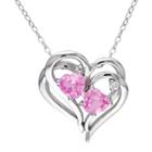 Target 0.02 Ct. T.w. Diamond And Pink Sapphire Heart Silver Pendant Necklace - Pink