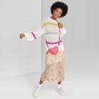 Women's Striped Crewneck Oversized Pullover Sweater - Wild Fable White