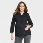 Long Sleeve Woven Popover Maternity Shirt - Isabel Maternity By Ingrid & Isabel Black