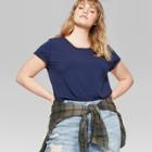 Women's Plus Size Short Sleeve Crew Neck Little T-shirt - Wild Fable Navy