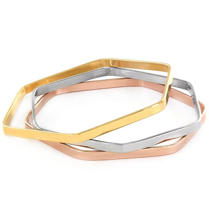West Coast Jewelry Elya Set Of 3 Hexagon Bangle Bracelet Set, Girl's,