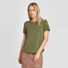 Women's Casual Fit Short Sleeve Crewneck Sandwash T-shirt - A New Day Green