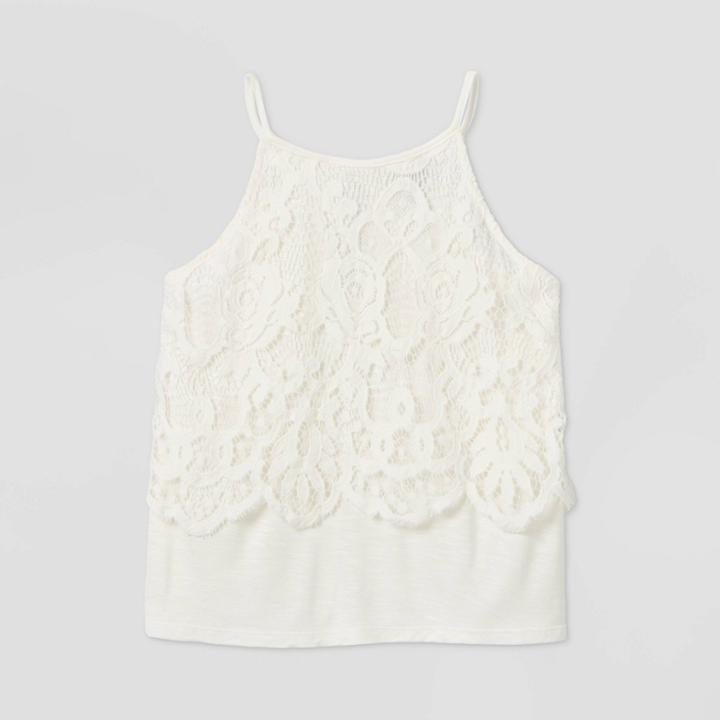 Girls' Crochet High Neck Tank Top - Art Class White S, Girl's,
