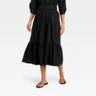 Women's Tiered A-line Midi Skirt - A New Day Black