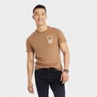 Men's Printed Standard Fit Short Sleeve Crewneck T-shirt - Goodfellow & Co Brown/sun
