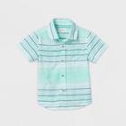 Petitetoddler Boys' Short Sleeve Striped Button-down Shirt - Cat & Jack Green