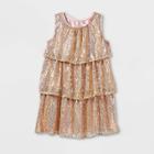 Girls' Sequin Tiered Sleeveless Dress - Cat & Jack Beige