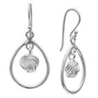 Target Polished Oval Drop Earrings With Center Loveknot In Sterling Silver - Gray