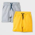 Toddler Boys' French Terry 2pk Roll-cuff Pull-on Shorts - Cat & Jack Yellow/gray