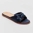 Women's Stacia Wide Width Knotted Satin Slide Sandals - A New Day Navy (blue) 6w,