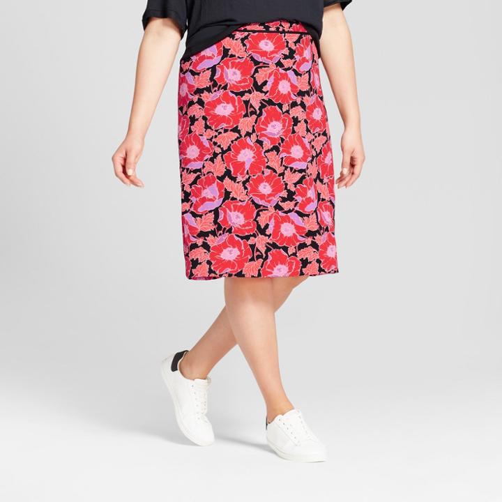 Women's Plus Size Pencil Skirt - Who What Wear Orange Floral