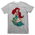 Men's Disney Princess Ariel Airbrush Design T-shirt - Silver Gray