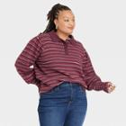 Women's Plus Size Collared Pullover Sweater - Ava & Viv Purple X