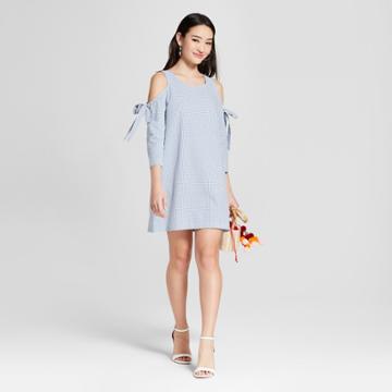 Women's Gingham Cold Shoulder Tie Dress - Soul Cake (juniors') Blue