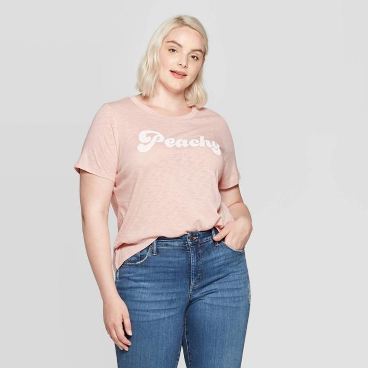 Women's Peachy Plus Size Short Sleeve Graphic T-shirt - Grayson Threads (juniors') - Pink