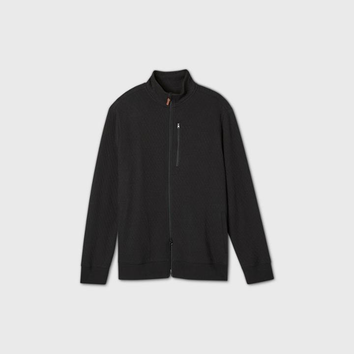 Men's Tall Standard Fit Full Zip Fleece Sweatshirt - Goodfellow & Co Black