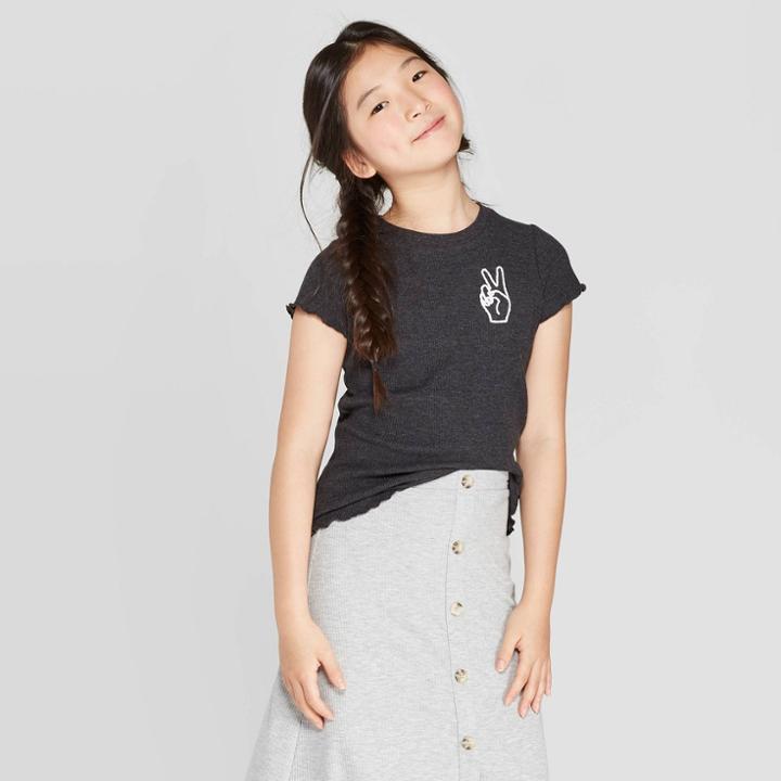 Target Girls' Lettuce Edge T-shirt - Art Class Gray