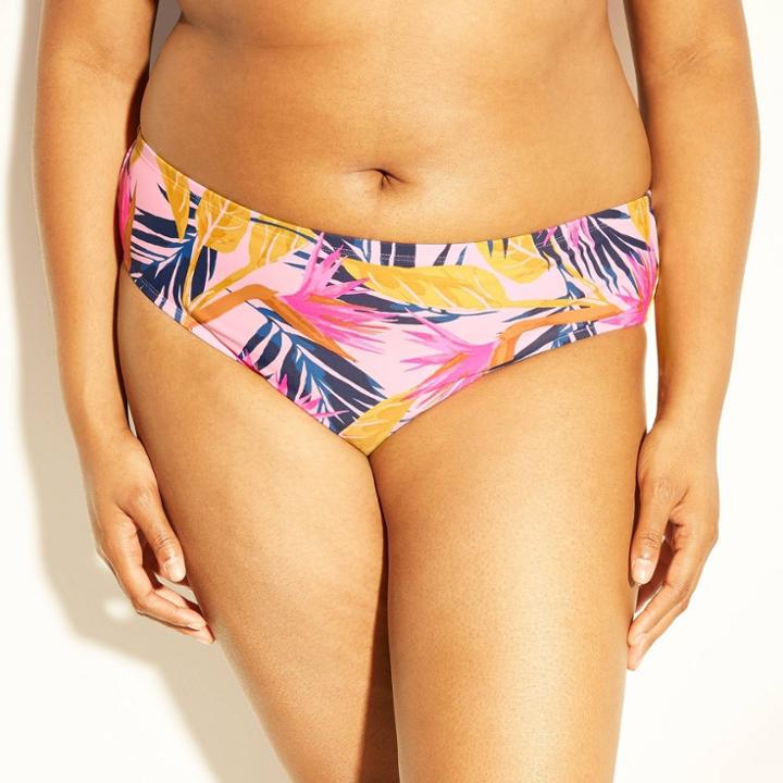 Plus Size Women's Plus Hipster Bikini Bottom - Xhilaration Blush Tropical