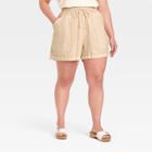 Women's Plus Size Mid-rise Tie Waist Utility Shorts - Universal Thread Cream
