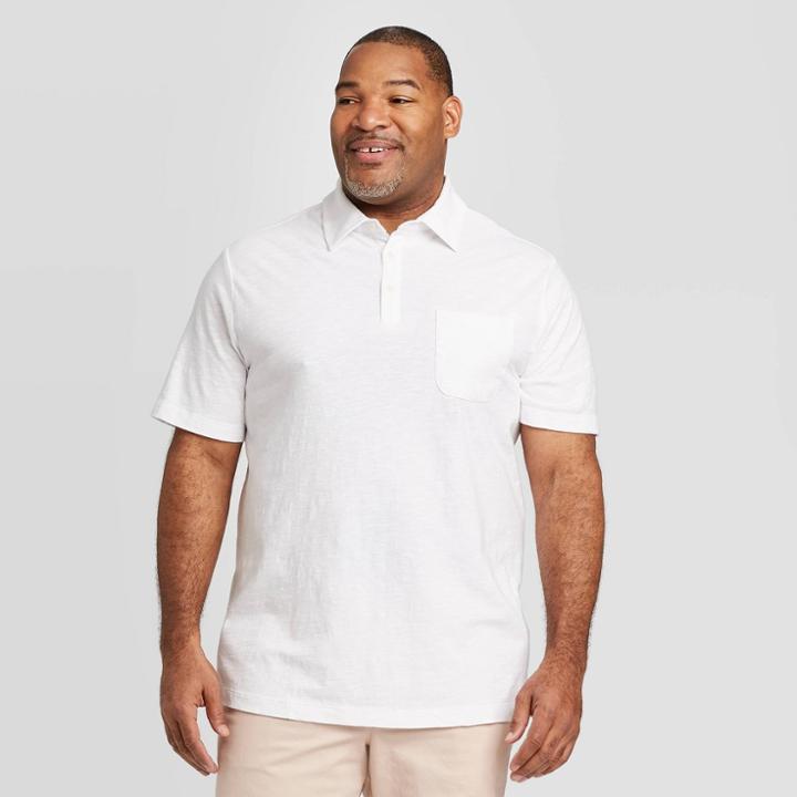 Men's Tall Standard Fit Short Sleeve Polo Jersey Shirt - Goodfellow & Co White