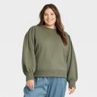 Women's Plus Size Fleece Sweatshirt - A New Day Olive