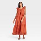 Women's Flutter Sleeveless Dress - A New Day Orange