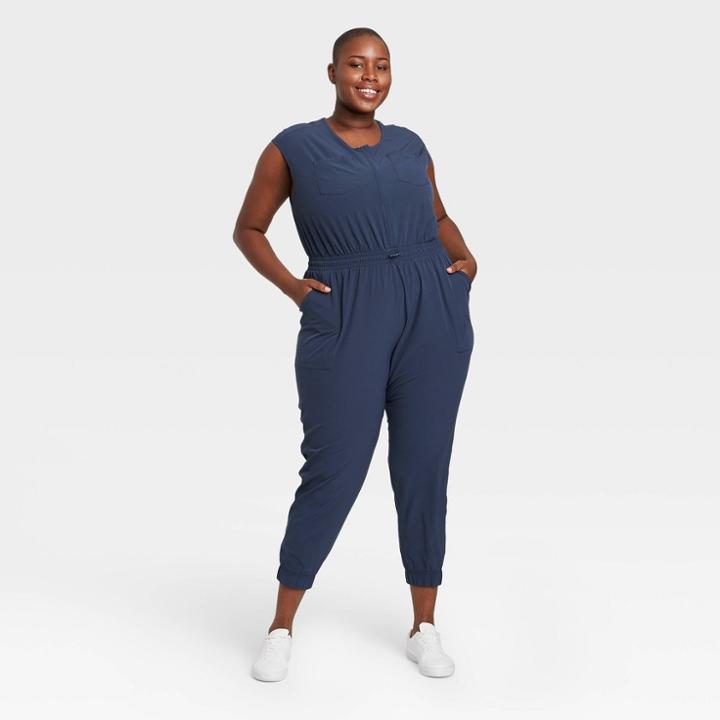 Women's Plus Size Short Sleeve Jumpsuit - All In Motion Navy