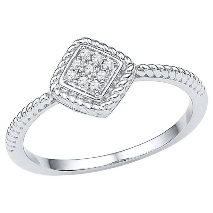 Distributed By Target Diamond Accent Ct.t.w Round Diamond Prong Set Fashion Ring In Sterling Silver (ij-i2-i3) (size 8), Women's, White